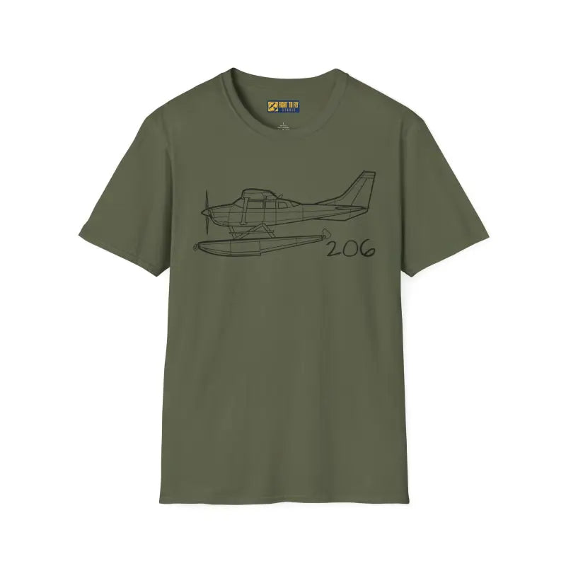 Cessna 206 Floatplane T-Shirt – Heavy-Lift Bush Plane on Floats Tee - Pilot gifts - WWII warbird t-shirt