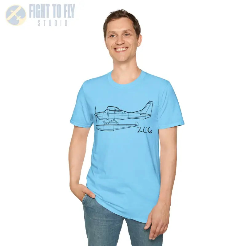 Cessna 206 Floatplane T-Shirt – Heavy-Lift Bush Plane on Floats Tee - Pilot gifts - WWII warbird t-shirt