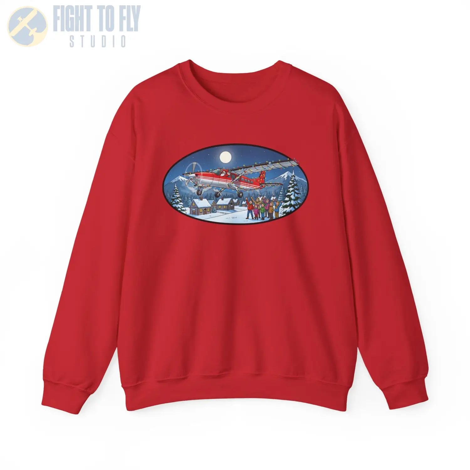 Cessna 208 Grand Caravan with Santa at the Controls – Holiday Sweater - Sweatshirt - Pilot gifts - WWII warbird t-shirt