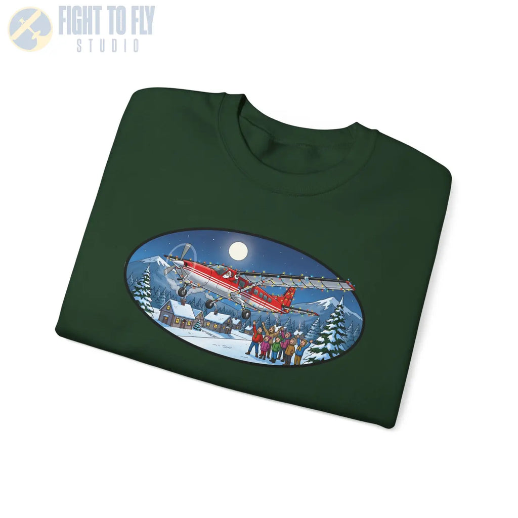 Cessna 208 Grand Caravan with Santa at the Controls – Holiday Sweater - Sweatshirt - Pilot gifts - WWII warbird t-shirt