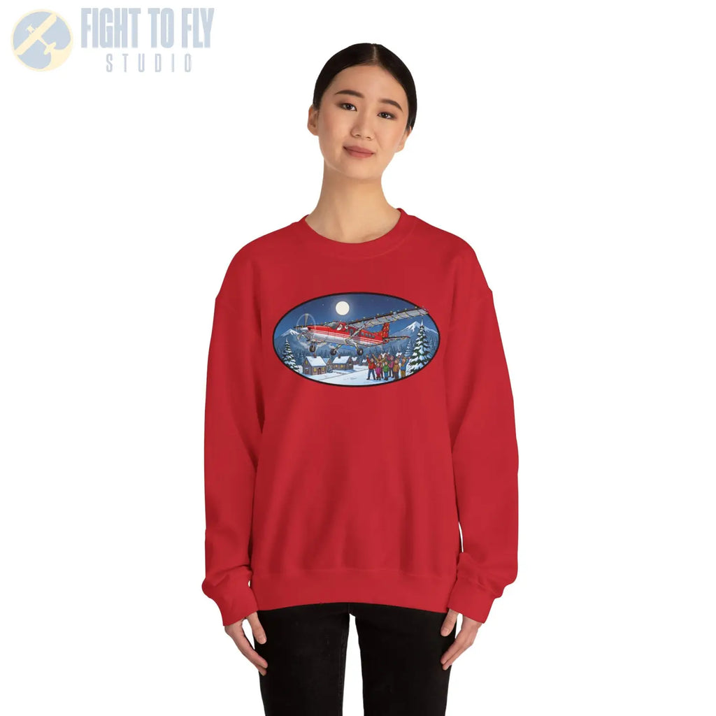 Cessna 208 Grand Caravan with Santa at the Controls – Holiday Sweater - Sweatshirt - Pilot gifts - WWII warbird t-shirt