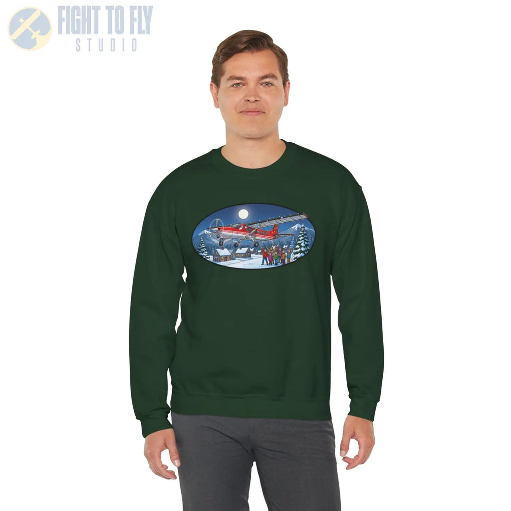 Cessna 208 Grand Caravan with Santa at the Controls – Holiday Sweater - Sweatshirt - Pilot gifts - WWII warbird t-shirt