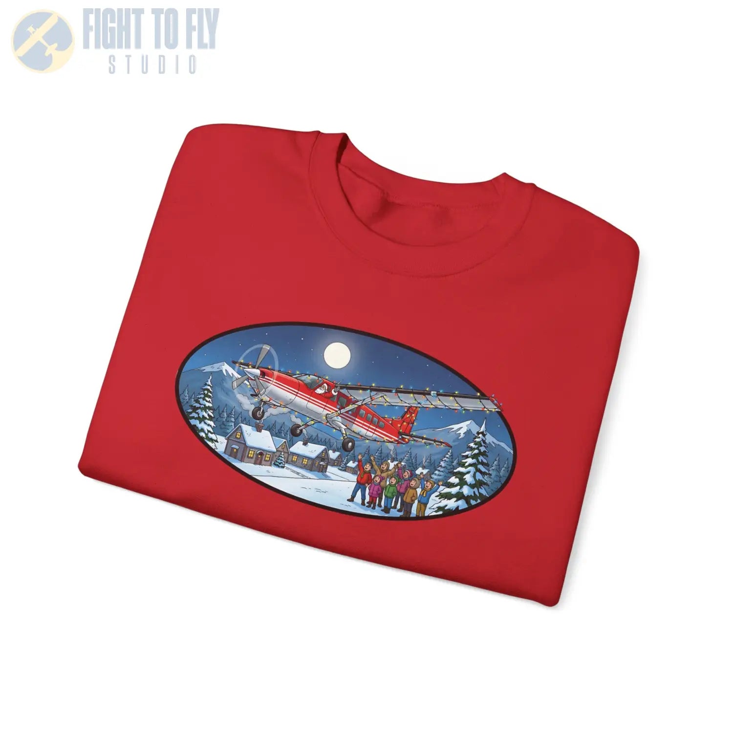 Cessna 208 Grand Caravan with Santa at the Controls – Holiday Sweater - Sweatshirt - Pilot gifts - WWII warbird t-shirt