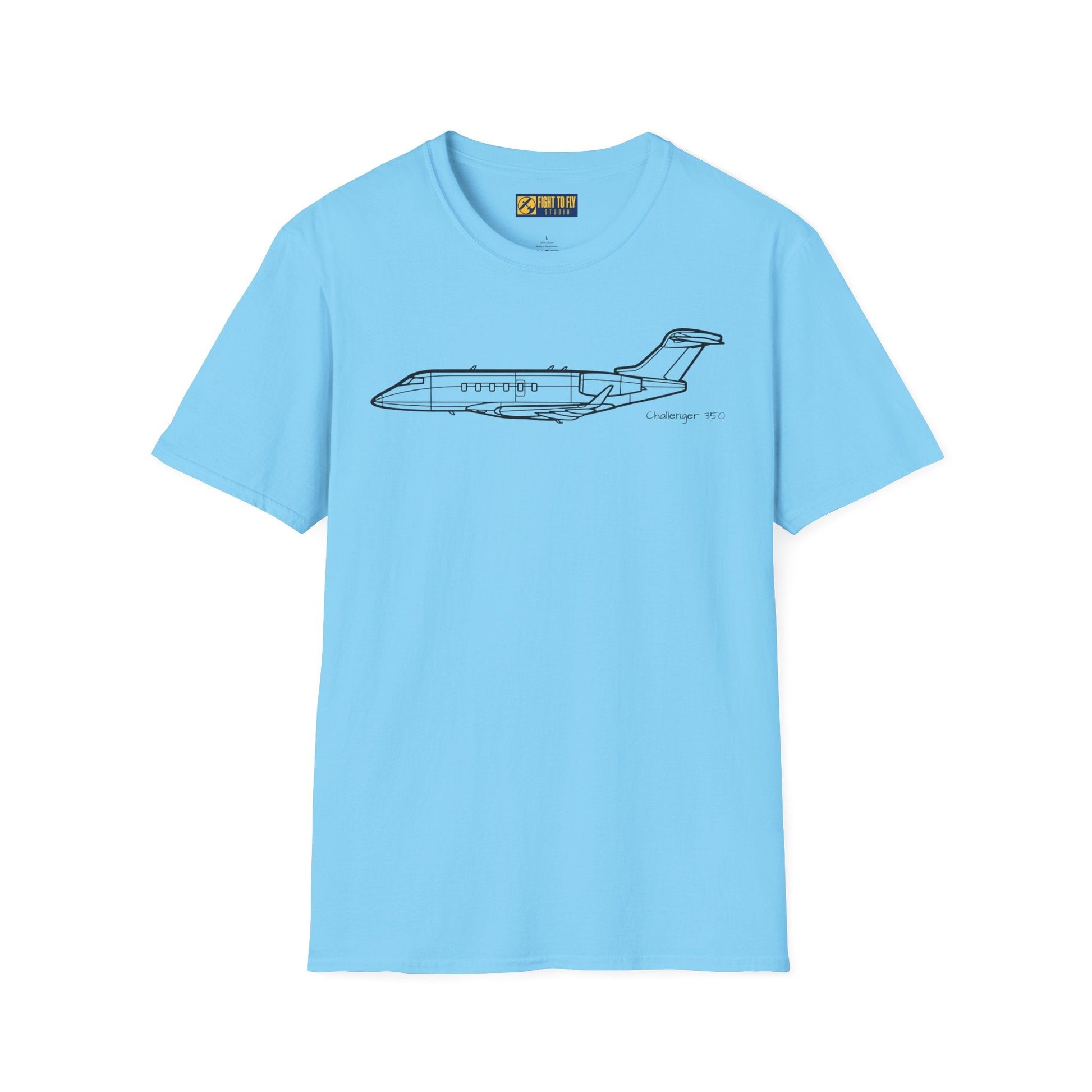 Challenger 350 T-Shirt – Private Jet Side Profile Aviation Tee - Pilot gifts - WWII warbird t-shirt