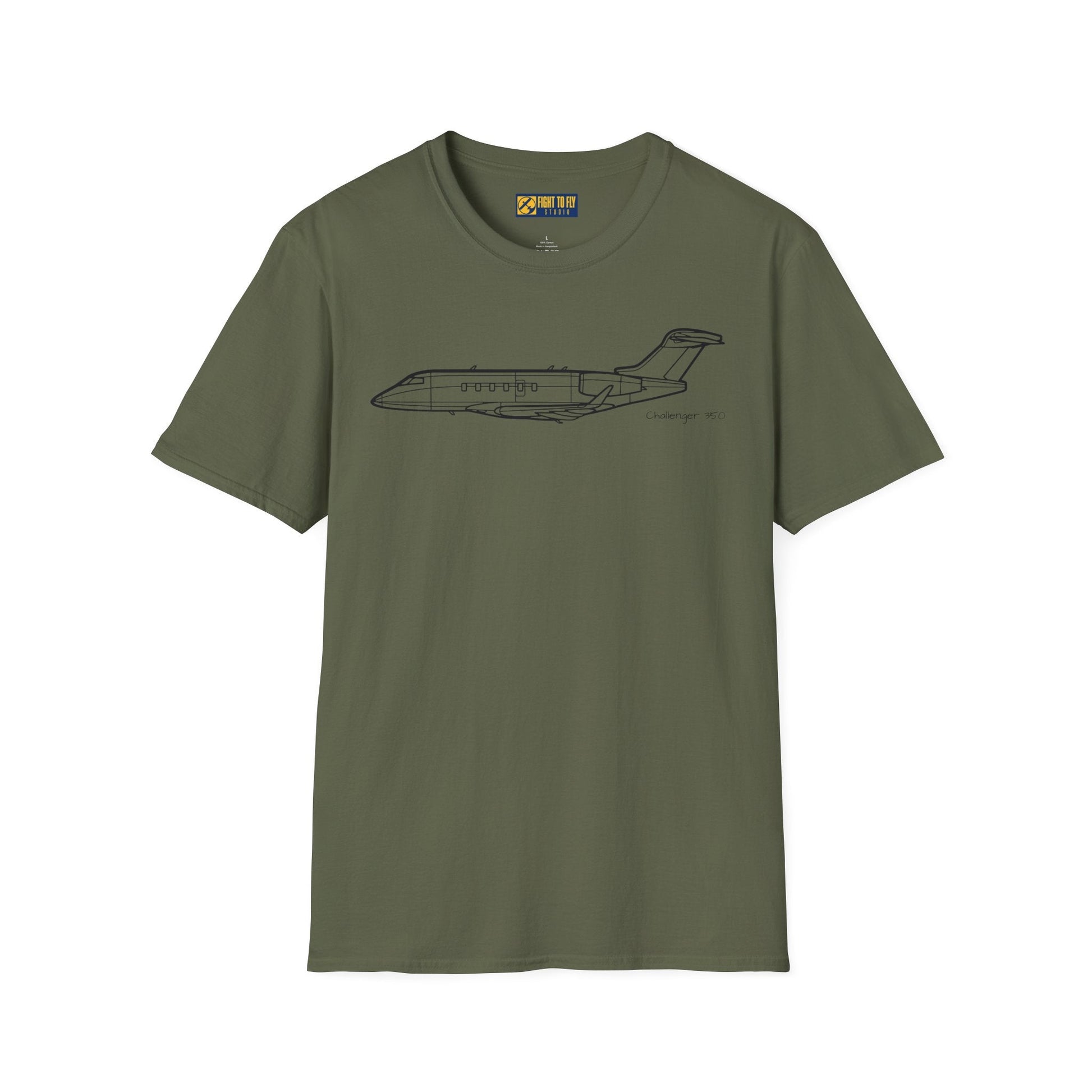 Challenger 350 T-Shirt – Private Jet Side Profile Aviation Tee - Pilot gifts - WWII warbird t-shirt