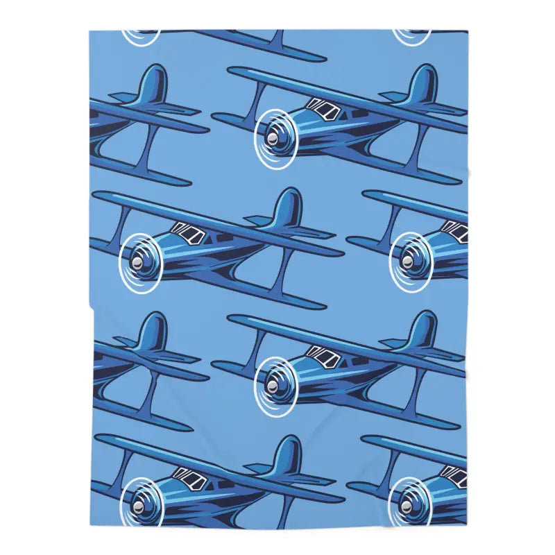 Classic Wings Baby Blanket – Vintage Blue Biplane Design - Home Decor - Pilot gifts - WWII warbird t-shirt