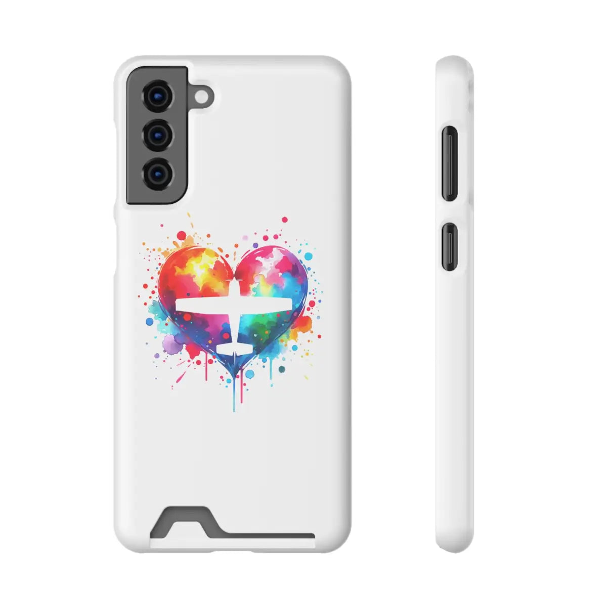 Colorful Airplane Heart Phone Case with Card Holder - Perfect for Travel Lovers - Gifts pilots - Aviation apparel
