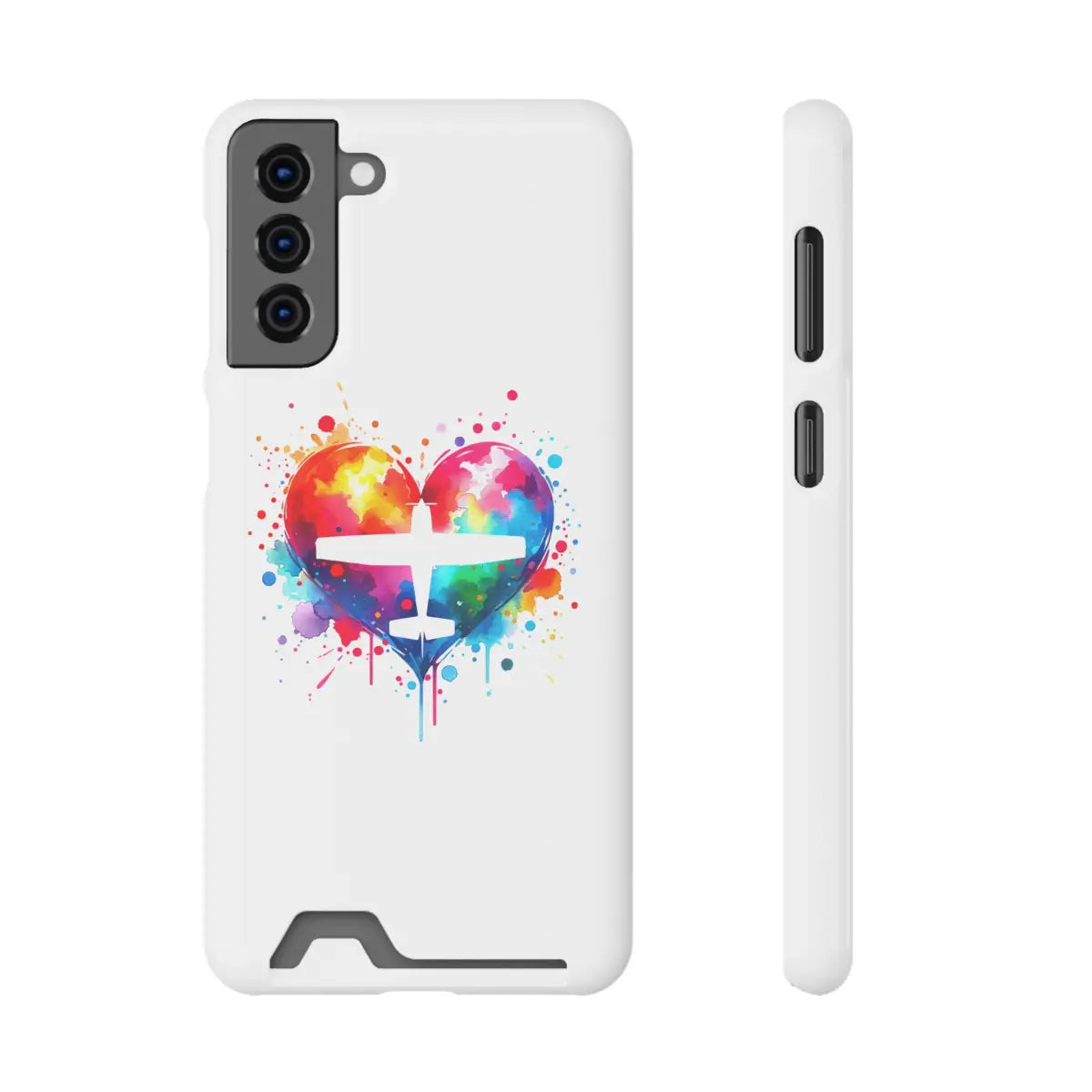 Colorful Airplane Heart Phone Case with Card Holder - Perfect for Travel Lovers - Gifts pilots - Aviation apparel