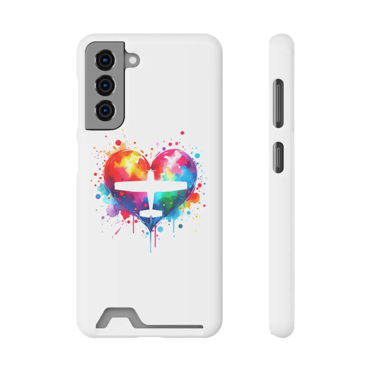 Colorful Airplane Heart Phone Case with Card Holder - Perfect for Travel Lovers - Gifts pilots - Aviation apparel