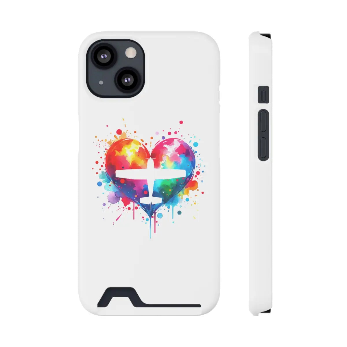 Colorful Airplane Heart Phone Case with Card Holder - Perfect for Travel Lovers - Gifts pilots - Aviation apparel