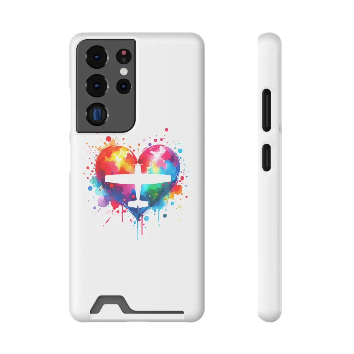 Colorful Airplane Heart Phone Case with Card Holder - Perfect for Travel Lovers - Gifts pilots - Aviation apparel