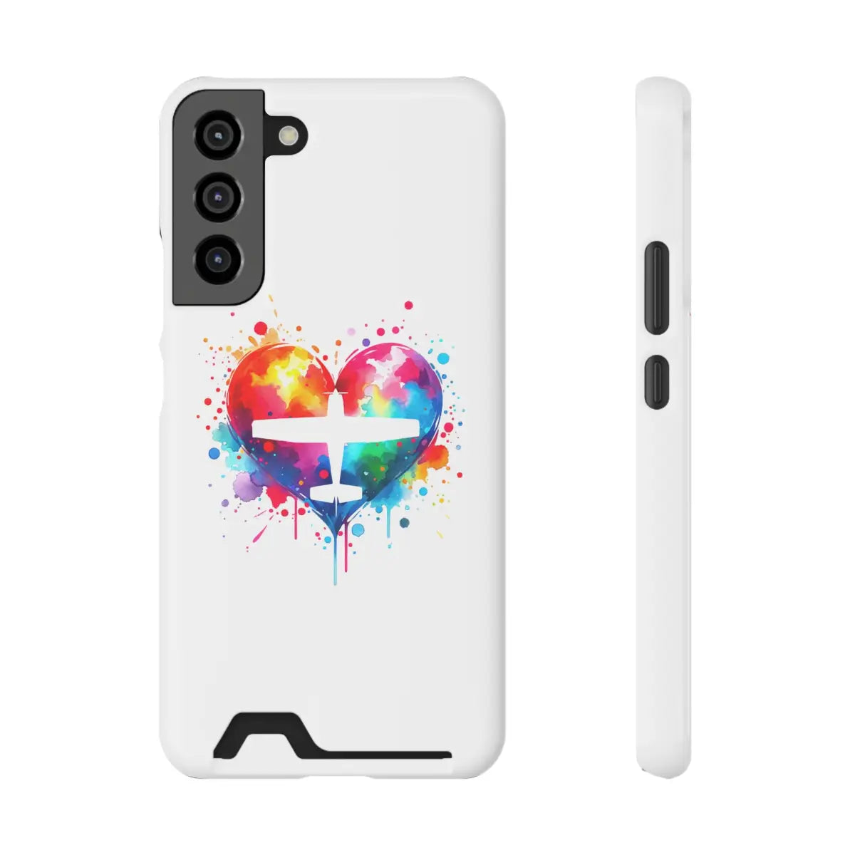 Colorful Airplane Heart Phone Case with Card Holder - Perfect for Travel Lovers - Gifts pilots - Aviation apparel