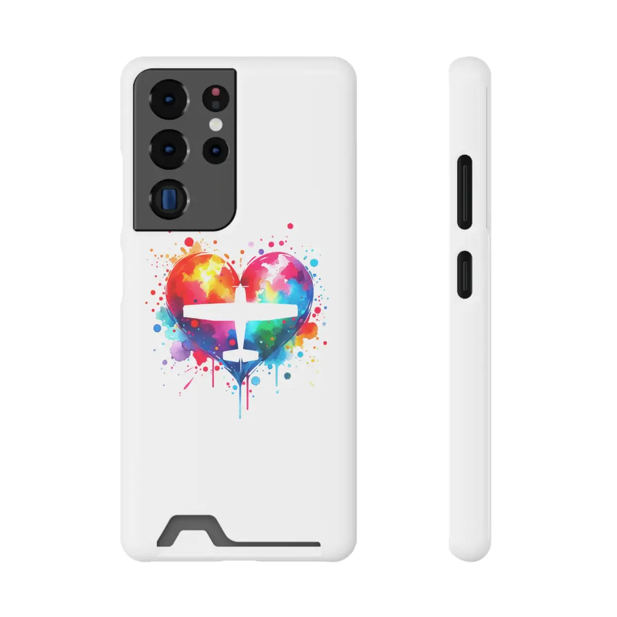 Colorful Airplane Heart Phone Case with Card Holder - Perfect for Travel Lovers - Gifts pilots - Aviation apparel