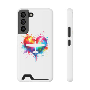 Colorful Airplane Heart Phone Case with Card Holder - Perfect for Travel Lovers