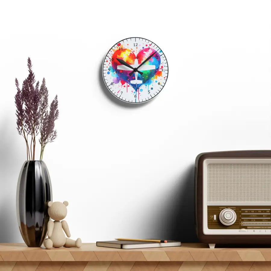Colorful Cessna Heart Acrylic Wall Clock - Perfect Gift for Aviation Lovers and Home Decor - Pilot gifts - WWII warbird