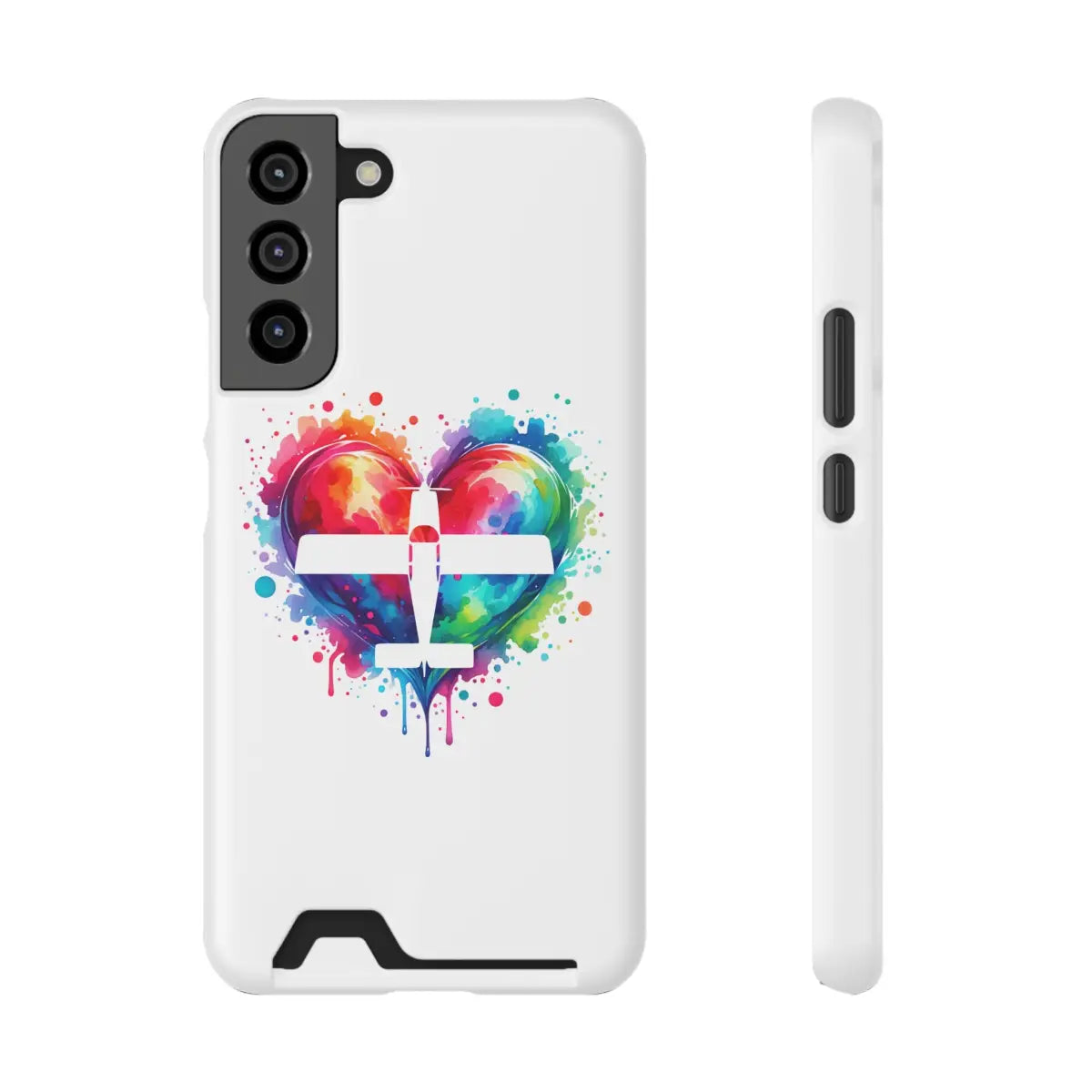 Colorful Heart Airplane Phone Case with Card Holder - Perfect Gift for Travelers - Gifts pilots - Aviation apparel