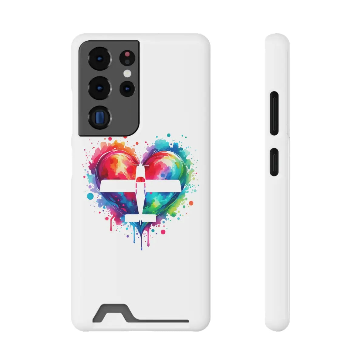 Colorful Heart Airplane Phone Case with Card Holder - Perfect Gift for Travelers - Gifts pilots - Aviation apparel