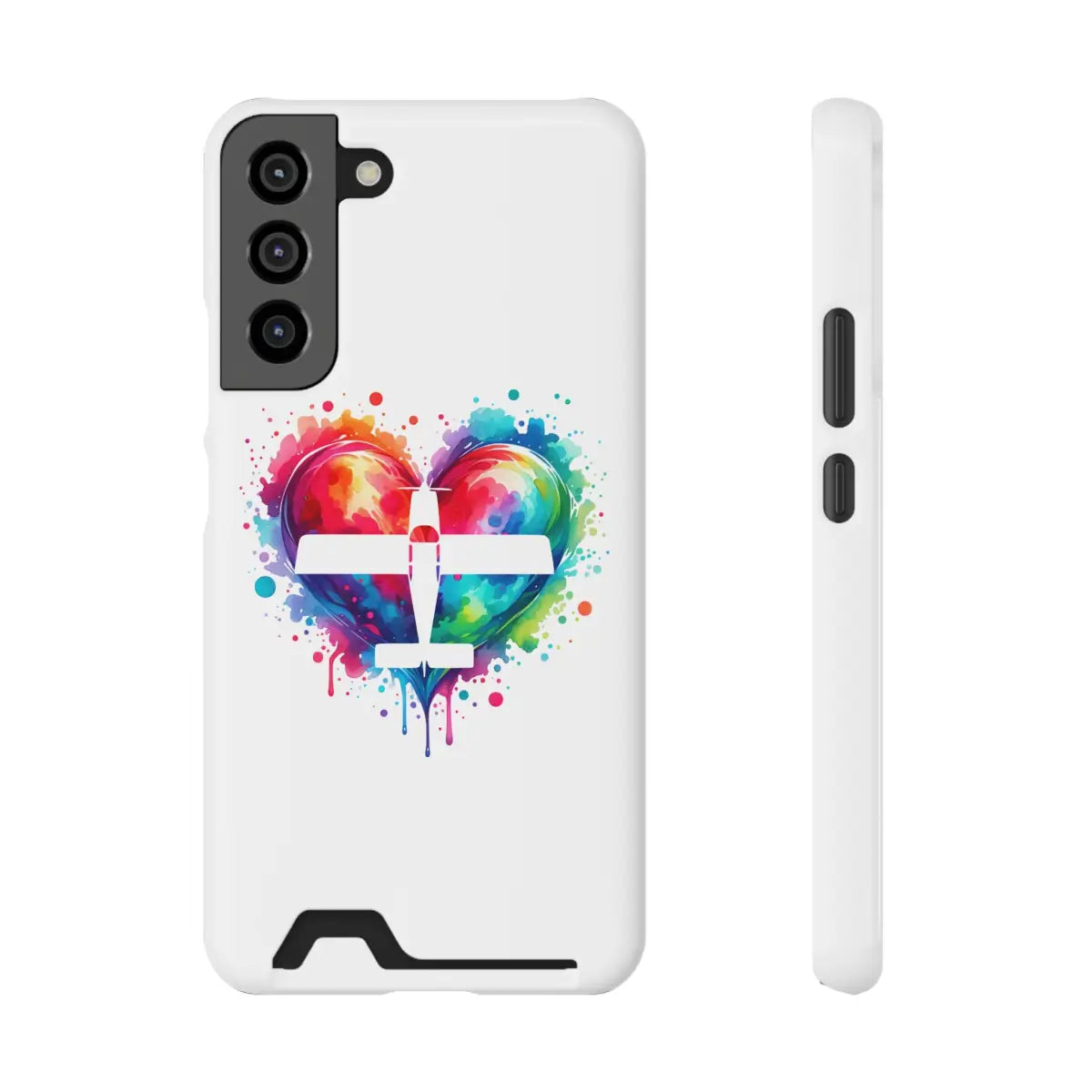Colorful Heart Airplane Phone Case with Card Holder - Perfect Gift for Travelers - Gifts pilots - Aviation apparel