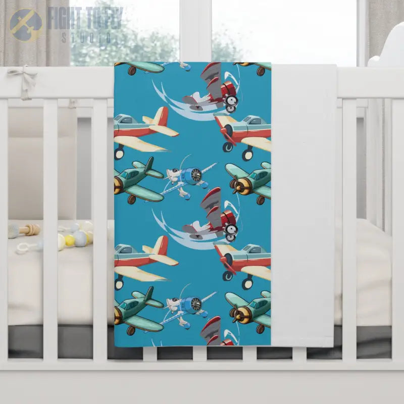 Colorful Skies Baby Blanket – Biplane and Airplane Friends - Home Decor - Pilot gifts - WWII warbird t-shirt