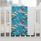 Colorful Skies Baby Blanket – Biplane and Airplane Friends - Home Decor - Pilot gifts - WWII warbird t-shirt
