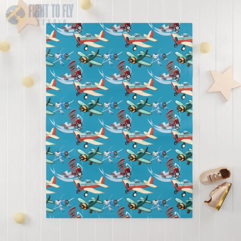 Colorful Skies Baby Blanket – Biplane and Airplane Friends - Home Decor - Pilot gifts - WWII warbird t-shirt