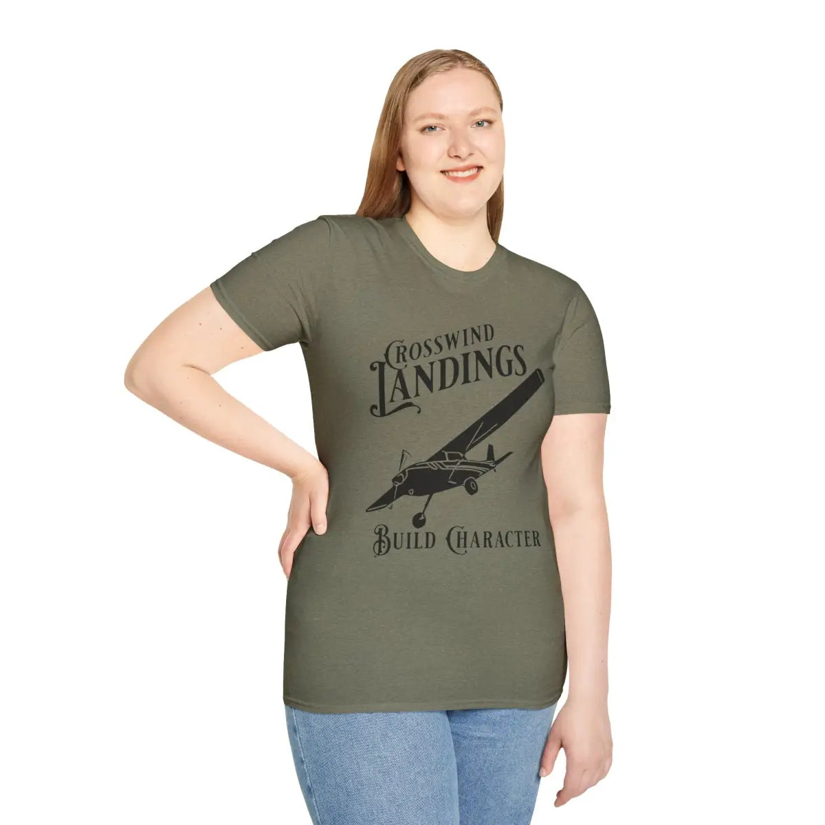 Crosswind Landings Build Character - Tee - T-Shirt - Pilot gifts - WWII warbird t-shirt