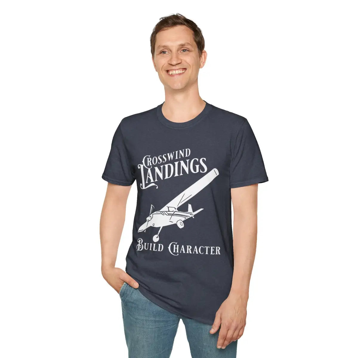 Crosswind Landings Build Character - Tee - T-Shirt - Pilot gifts - WWII warbird t-shirt