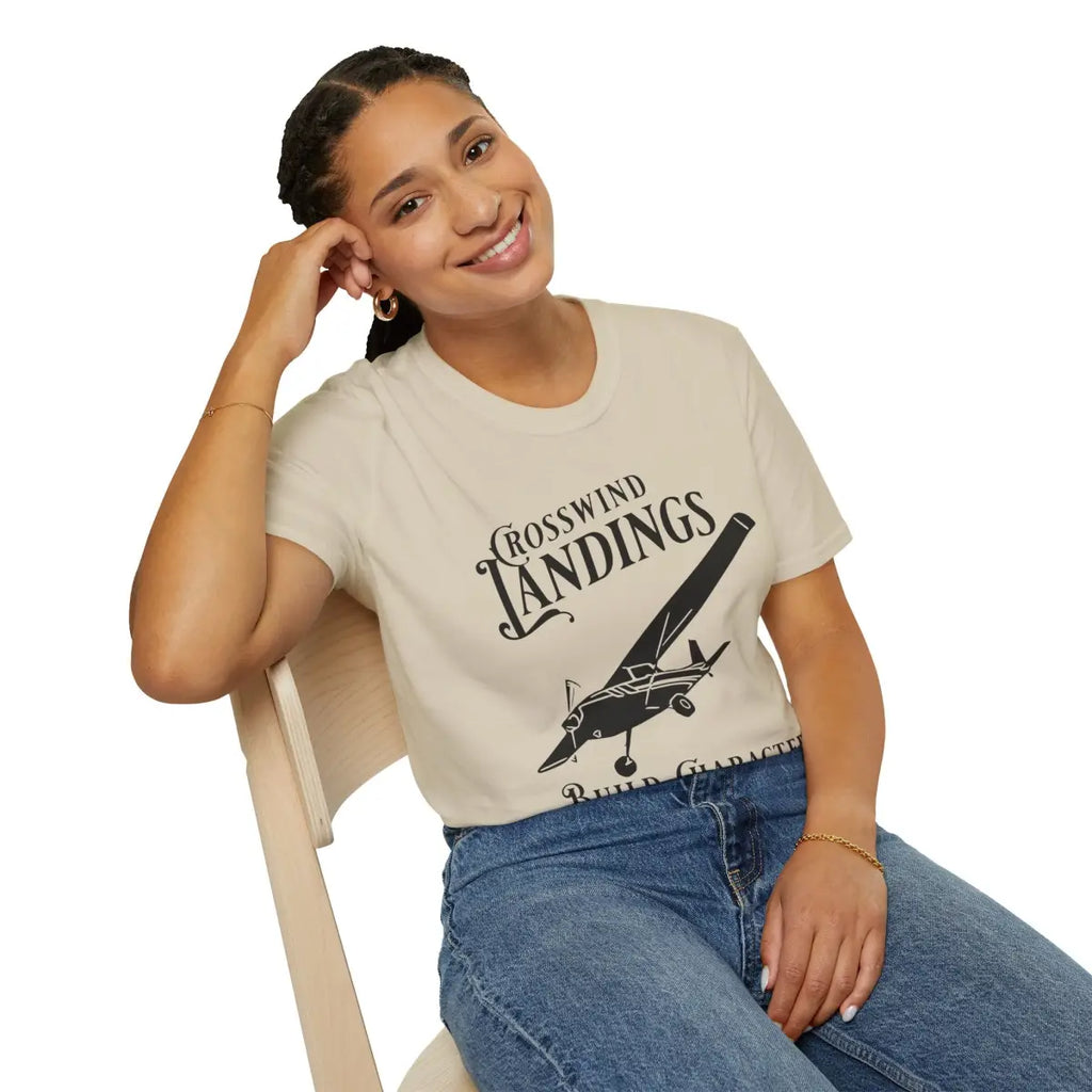 Crosswind Landings Build Character - Tee - T-Shirt - Pilot gifts - WWII warbird t-shirt