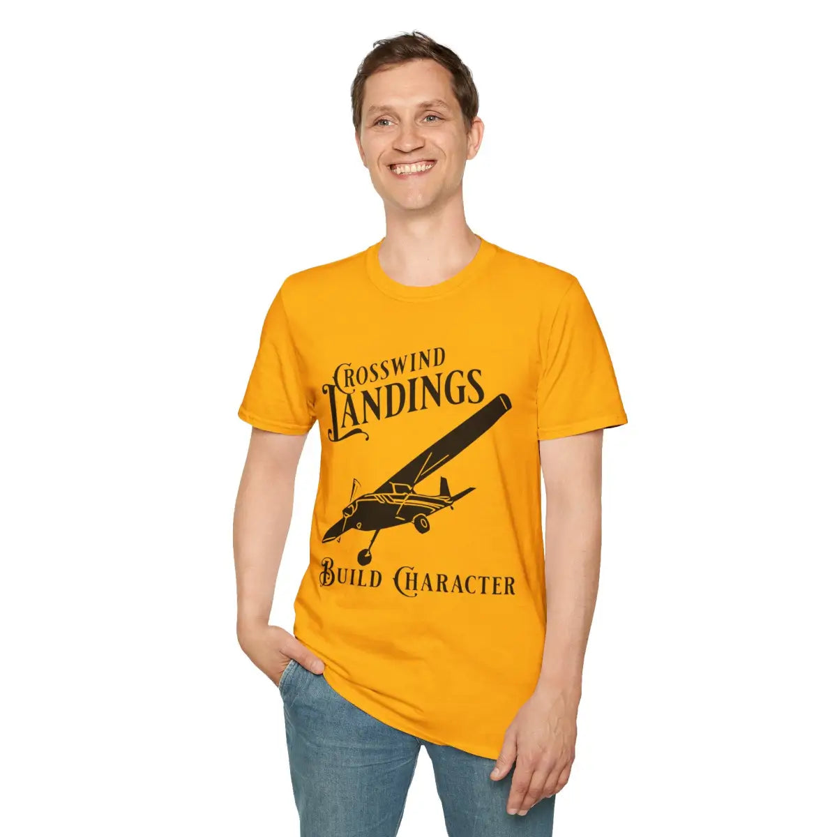 Crosswind Landings Build Character - Tee - T-Shirt - Pilot gifts - WWII warbird t-shirt