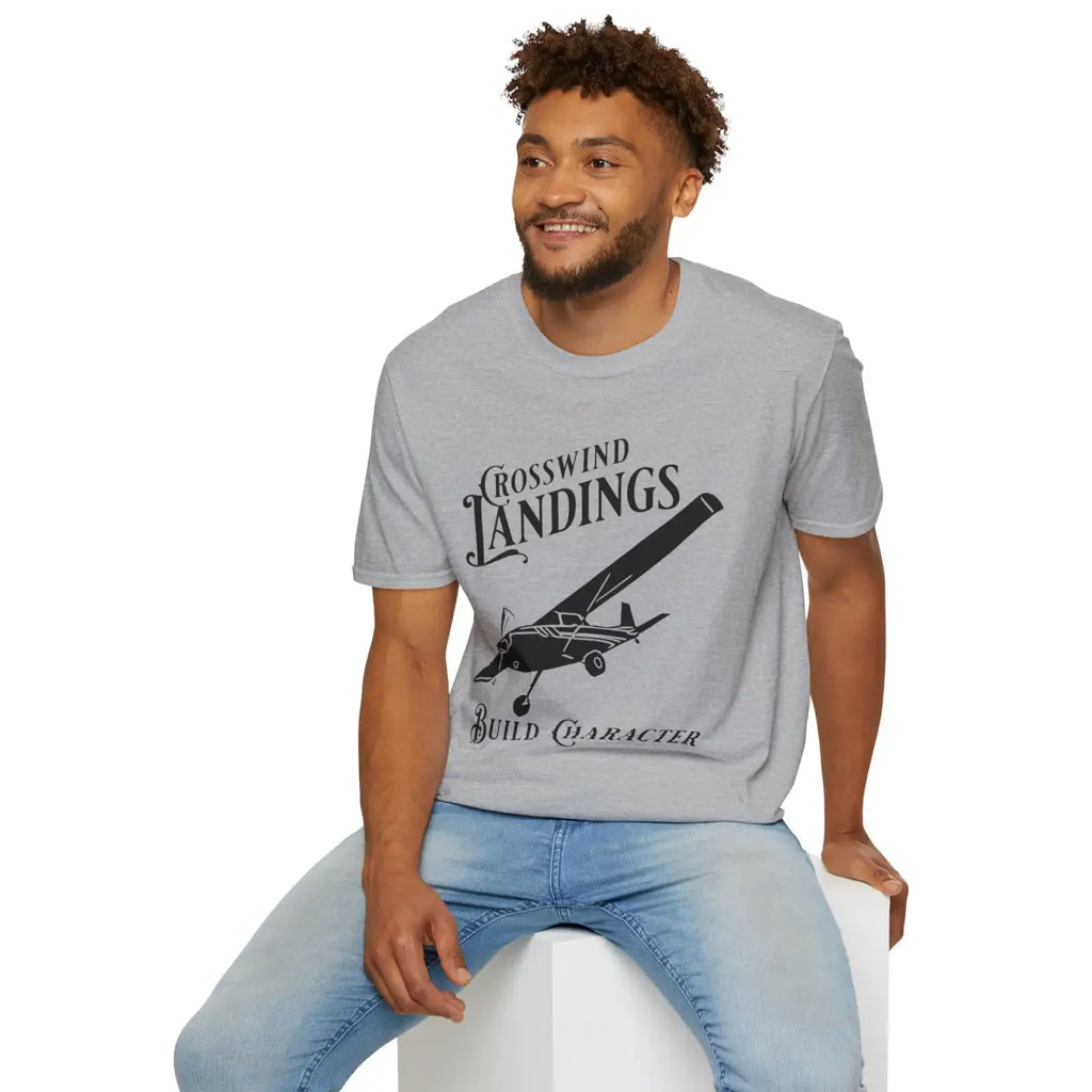 Crosswind Landings Build Character - Tee - T-Shirt - Pilot gifts - WWII warbird t-shirt