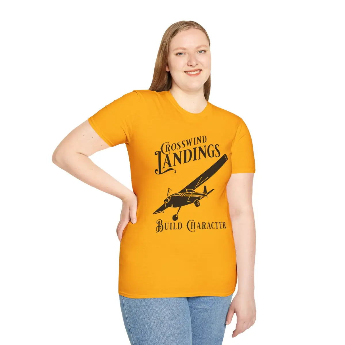 Crosswind Landings Build Character - Tee - T-Shirt - Pilot gifts - WWII warbird t-shirt