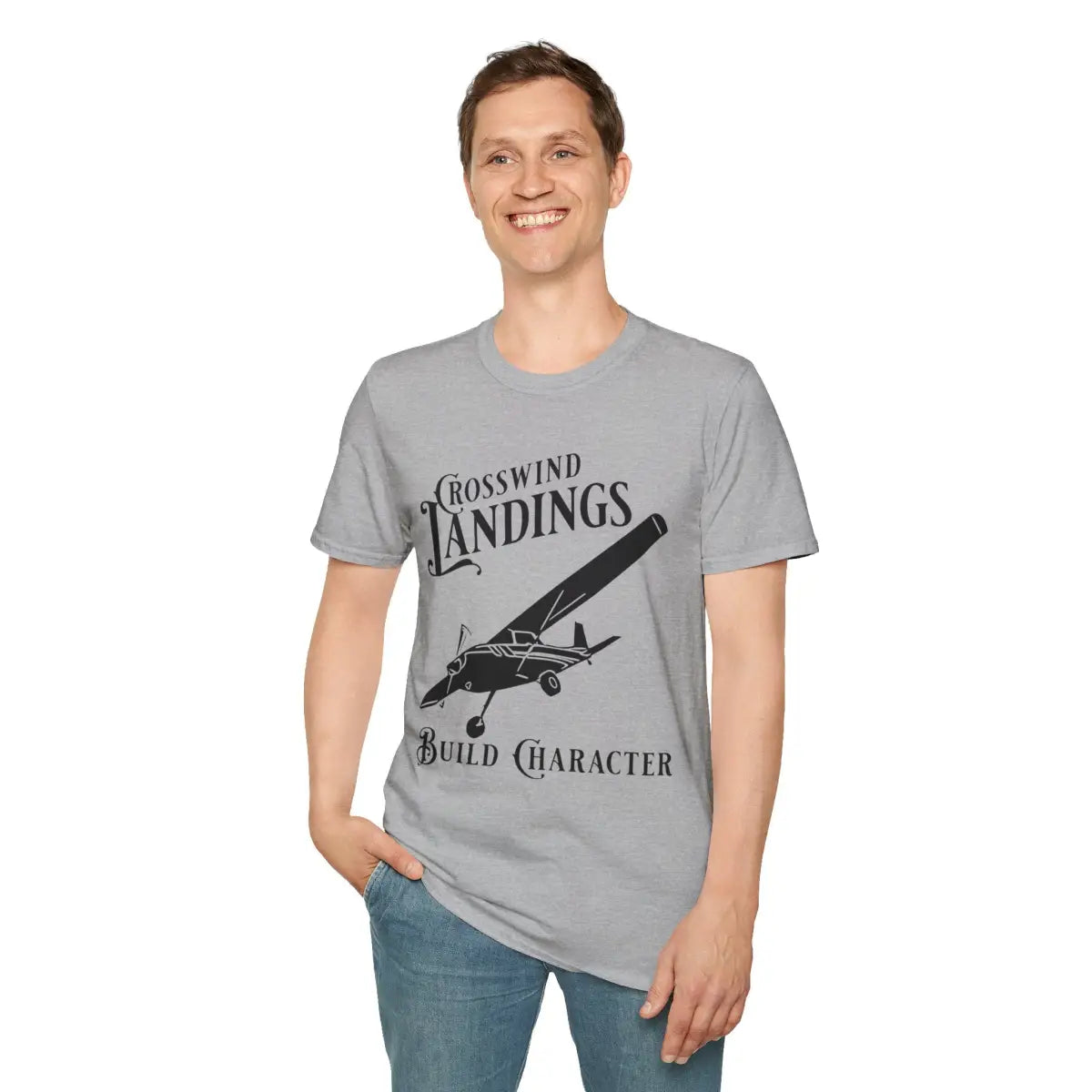 Crosswind Landings Build Character - Tee - T-Shirt - Pilot gifts - WWII warbird t-shirt