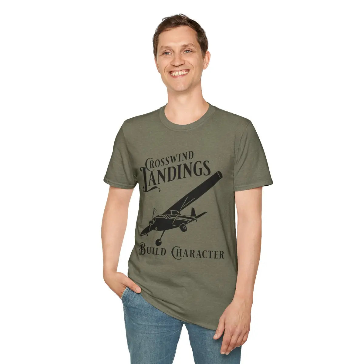 Crosswind Landings Build Character - Tee - T-Shirt - Gifts for pilots - Aviation apparel