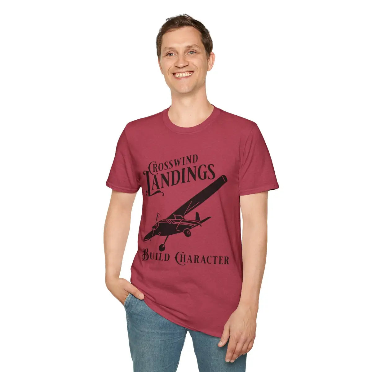 Crosswind Landings Build Character - Tee - T-Shirt - Pilot gifts - WWII warbird t-shirt