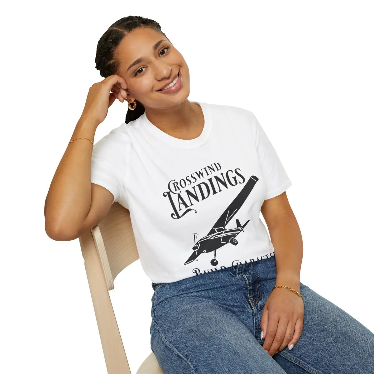 Crosswind Landings Build Character - Tee - T-Shirt - Gifts for pilots - Aviation apparel