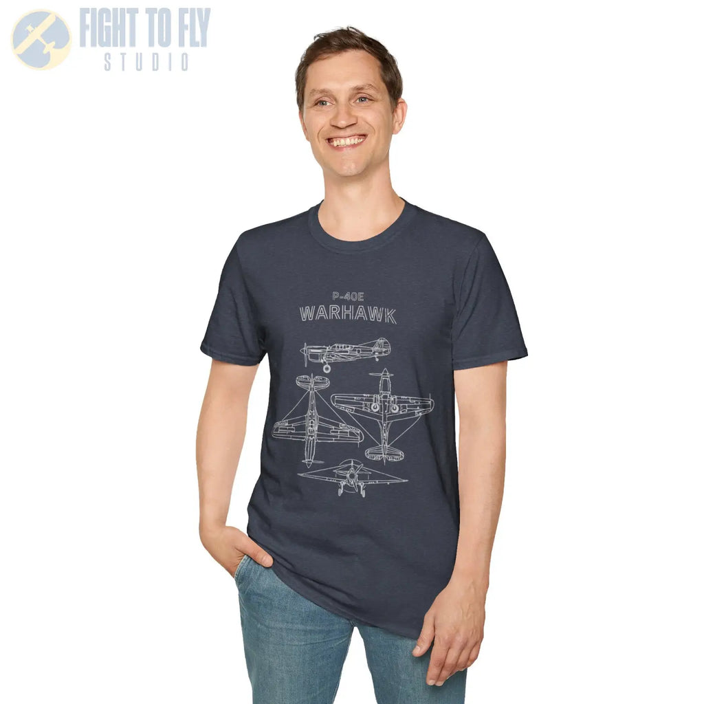 Curtiss P-40E Warhawk — T-shirt - T-Shirt - Pilot gifts - WWII warbird t-shirt