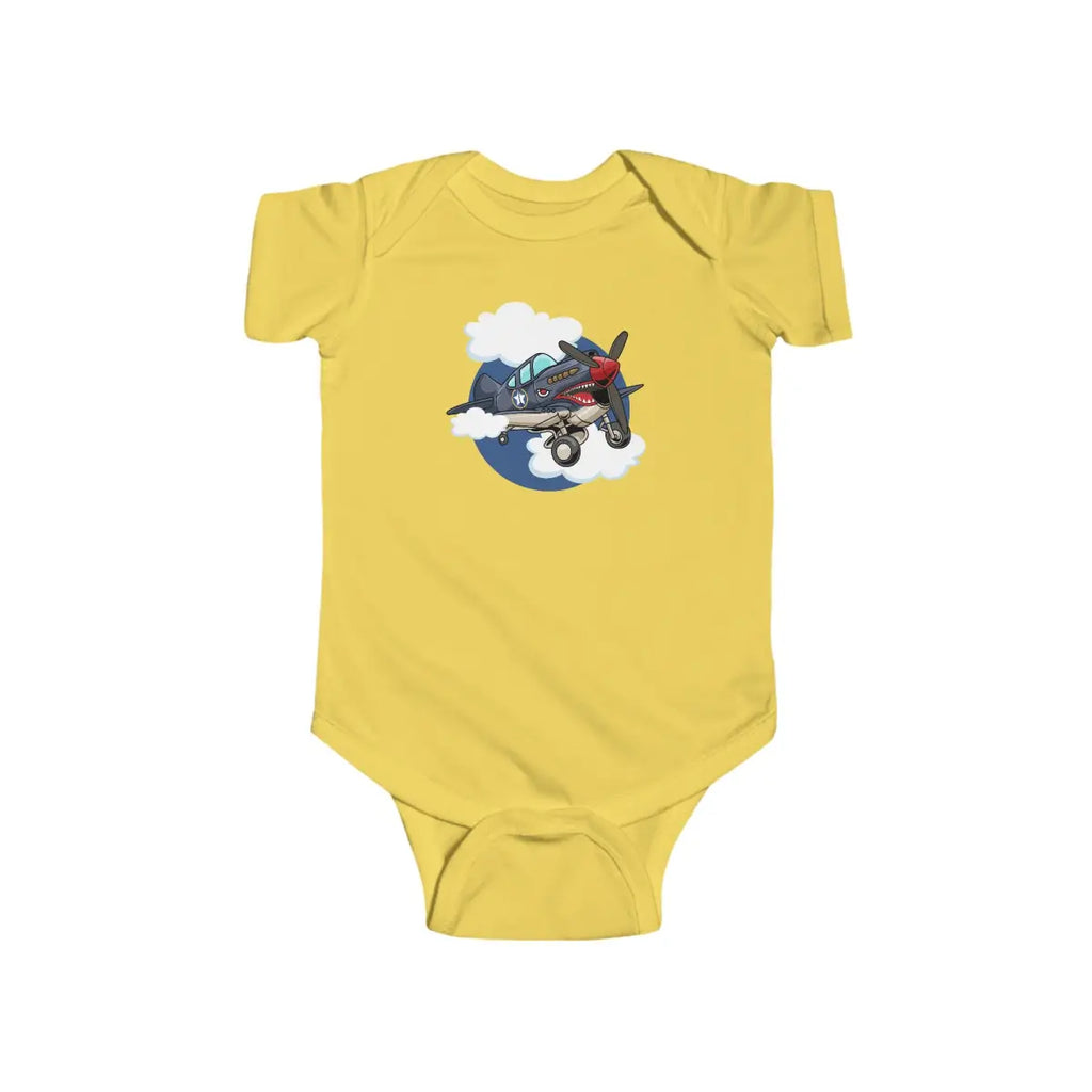 Cute Airplane Infant Bodysuit P-40 - Kids clothes - Pilot gifts - WWII warbird t-shirt
