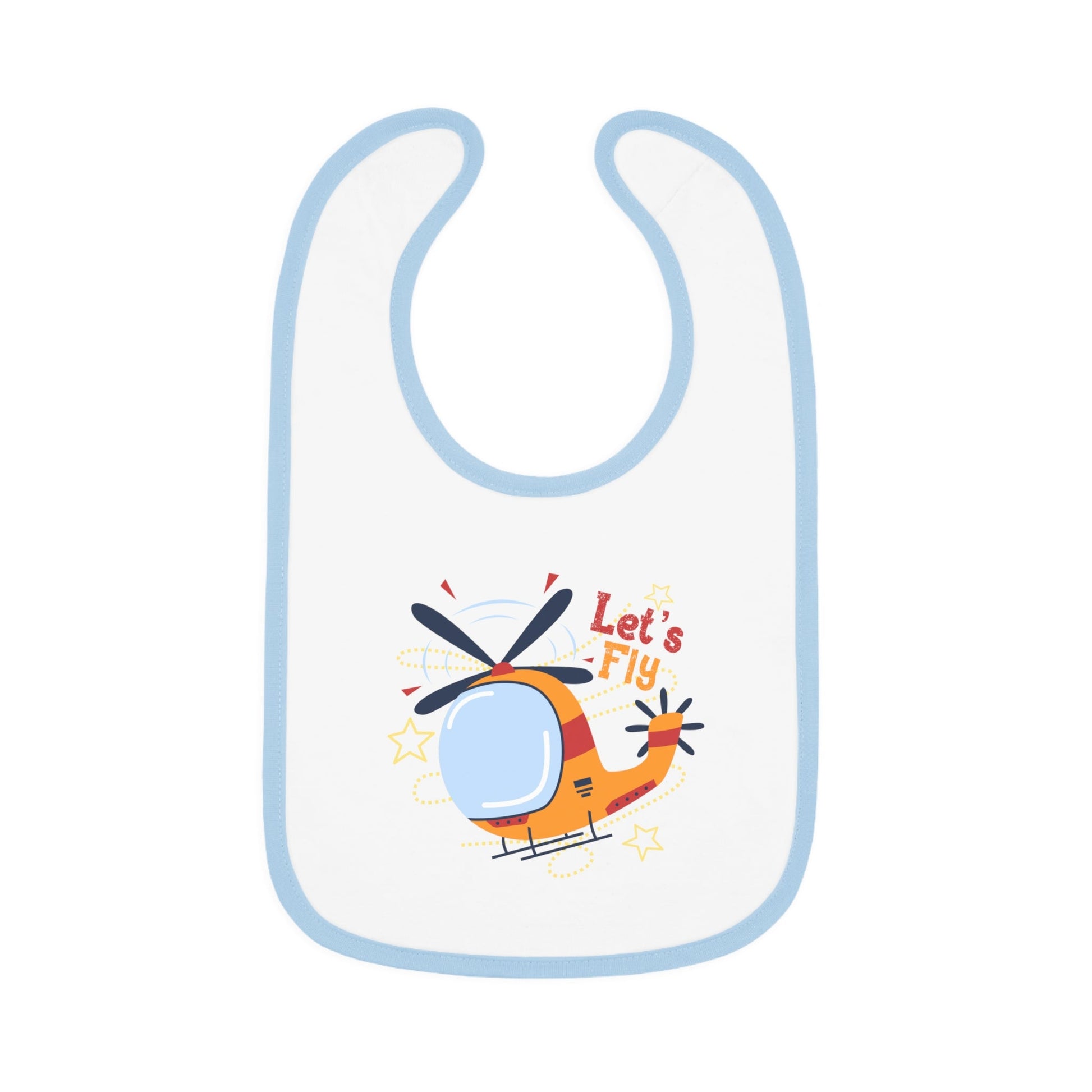 Cute Helicopter Baby Bib Let’s Fly - White/Light Blue / One size - Kids clothes