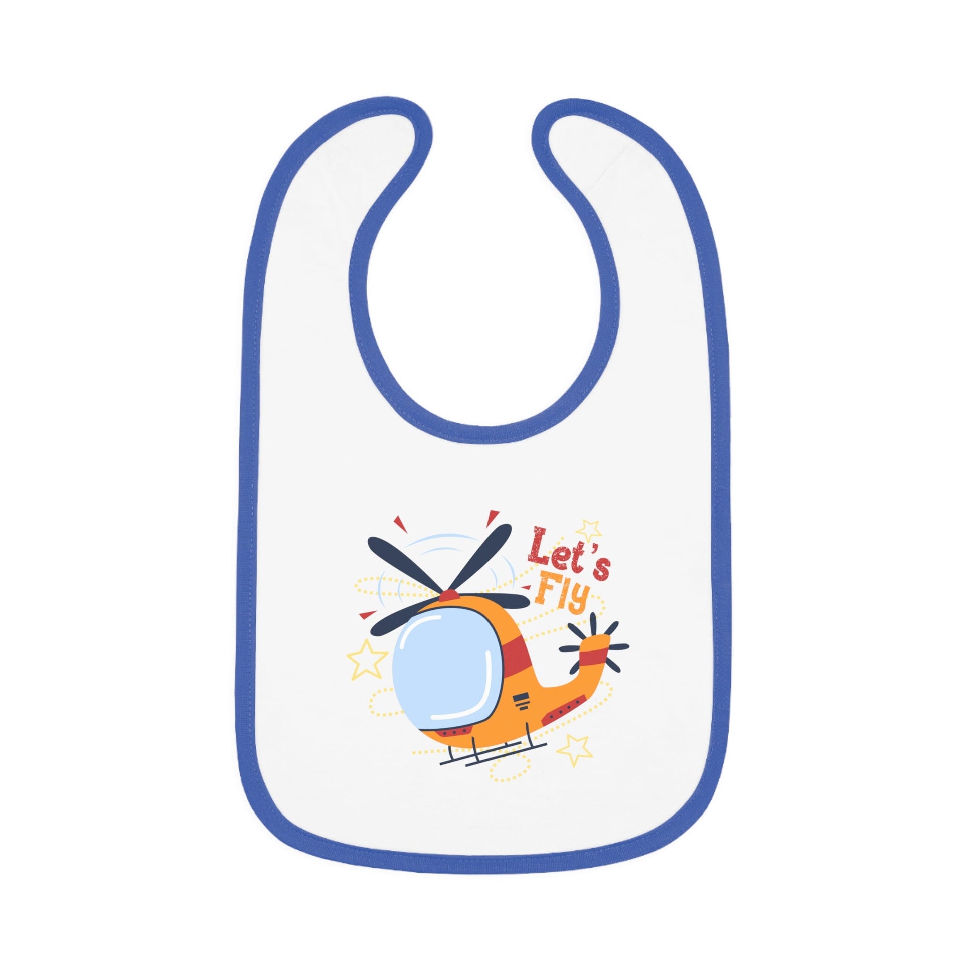Cute Helicopter Baby Bib Let’s Fly - White/Royal / One size - Kids clothes