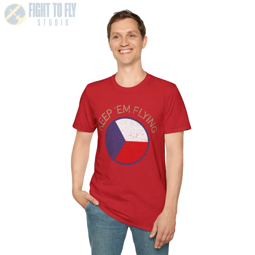 Czechoslovak Air Force Roundel “Keep ’Em Flying” T Shirt Pilot gifts WWII warbird t shirt