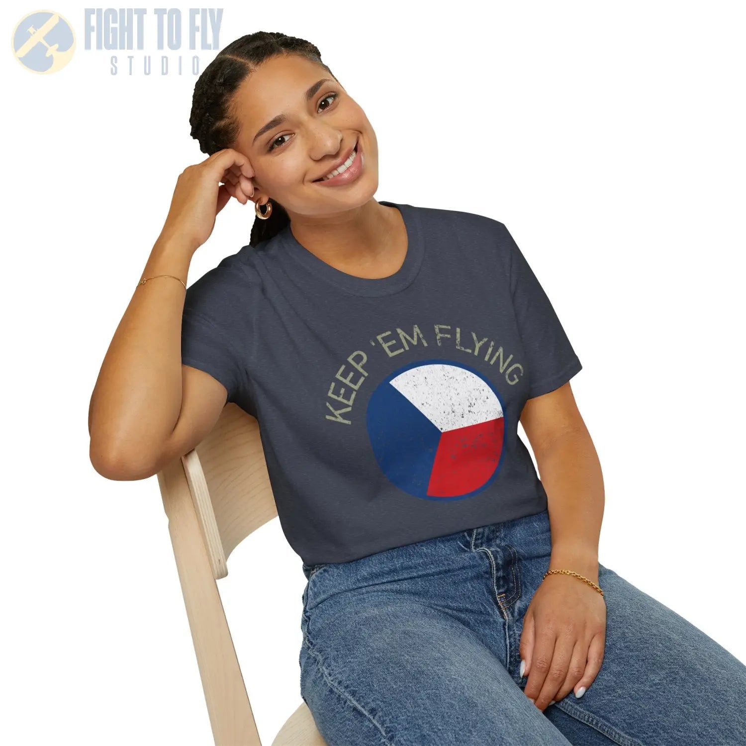 Czechoslovak Air Force Roundel “Keep ’Em Flying” T Shirt Pilot gifts WWII warbird t shirt