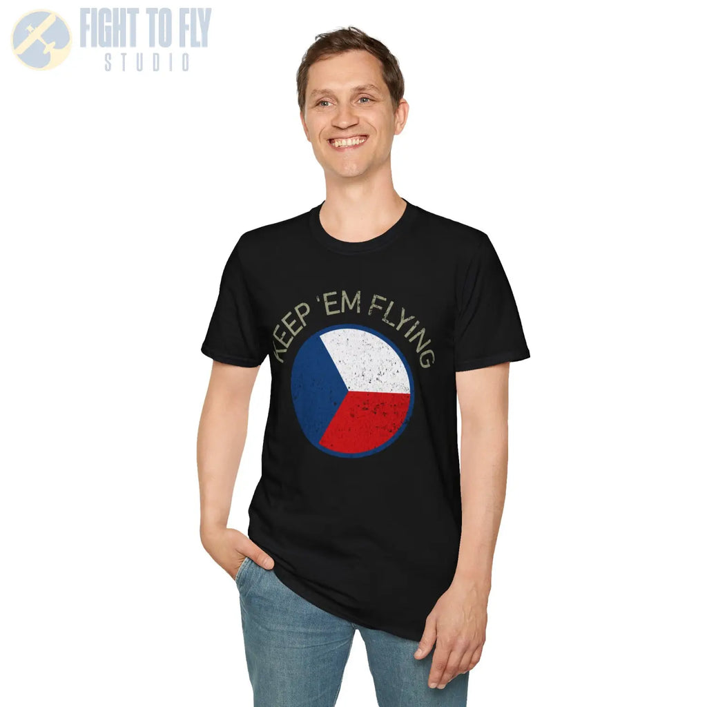 Czechoslovak Air Force Roundel “Keep ’Em Flying” T Shirt Pilot gifts WWII warbird t shirt