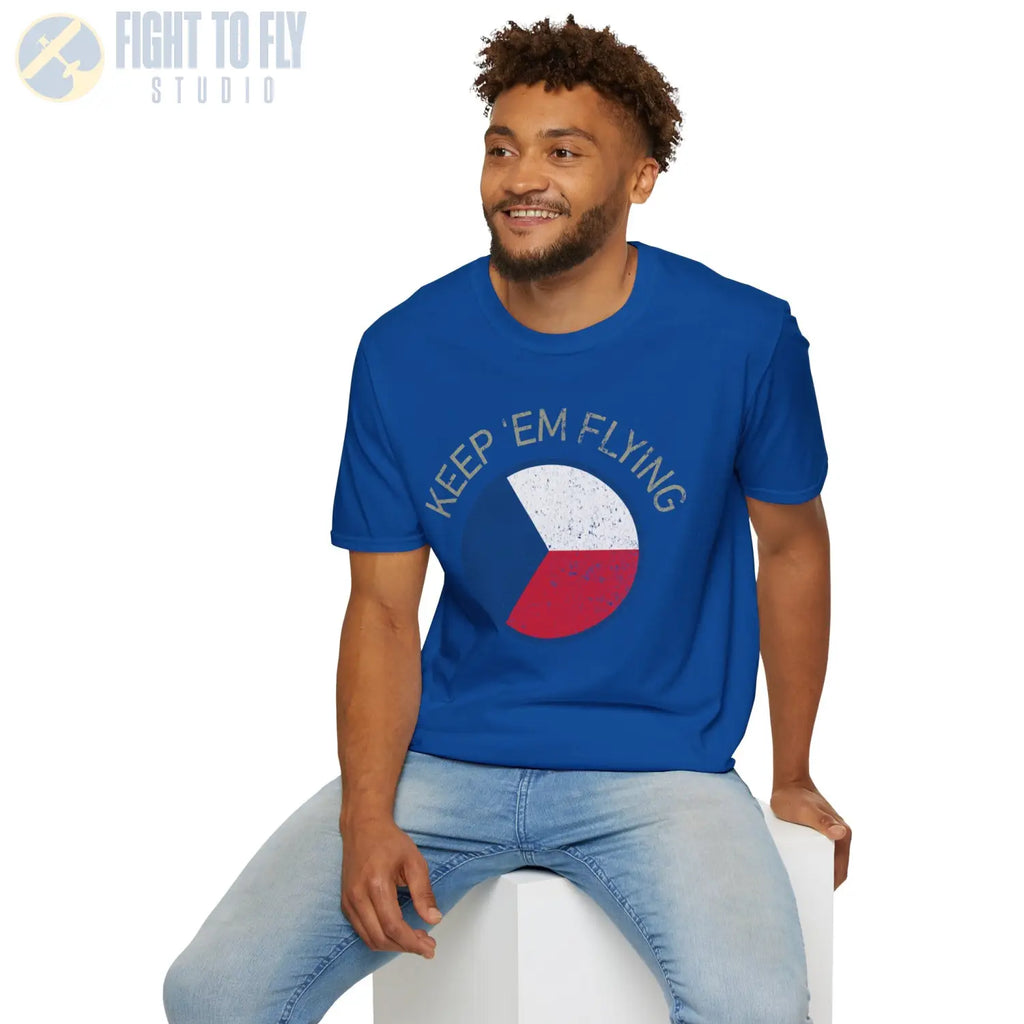 Czechoslovak Air Force Roundel “Keep ’Em Flying” T Shirt Pilot gifts WWII warbird t shirt