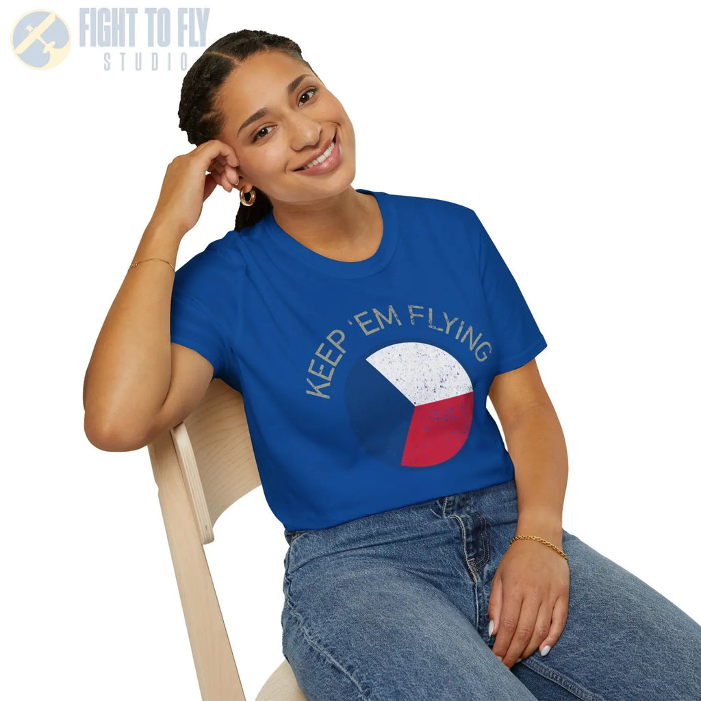 Czechoslovak Air Force Roundel “Keep ’Em Flying” T Shirt Pilot gifts WWII warbird t shirt
