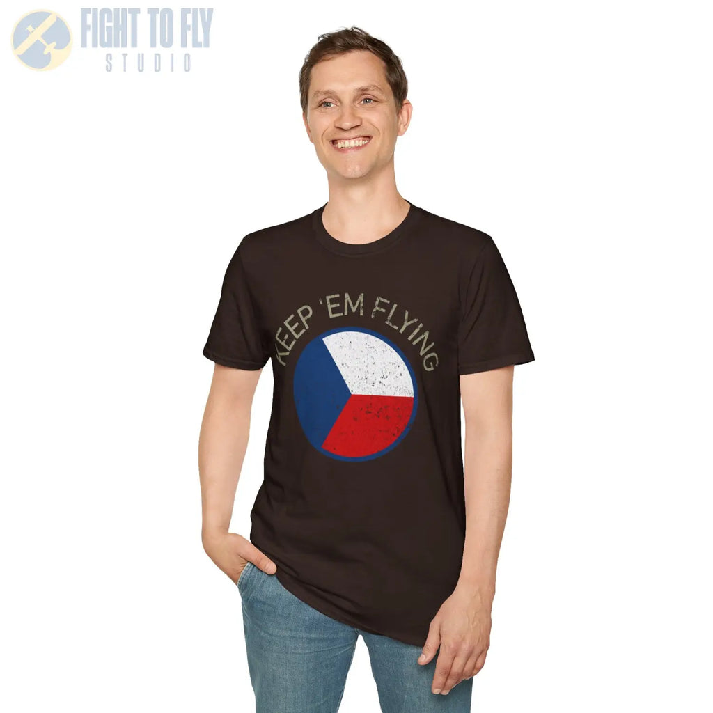 Czechoslovak Air Force Roundel “Keep ’Em Flying” T Shirt Pilot gifts WWII warbird t shirt