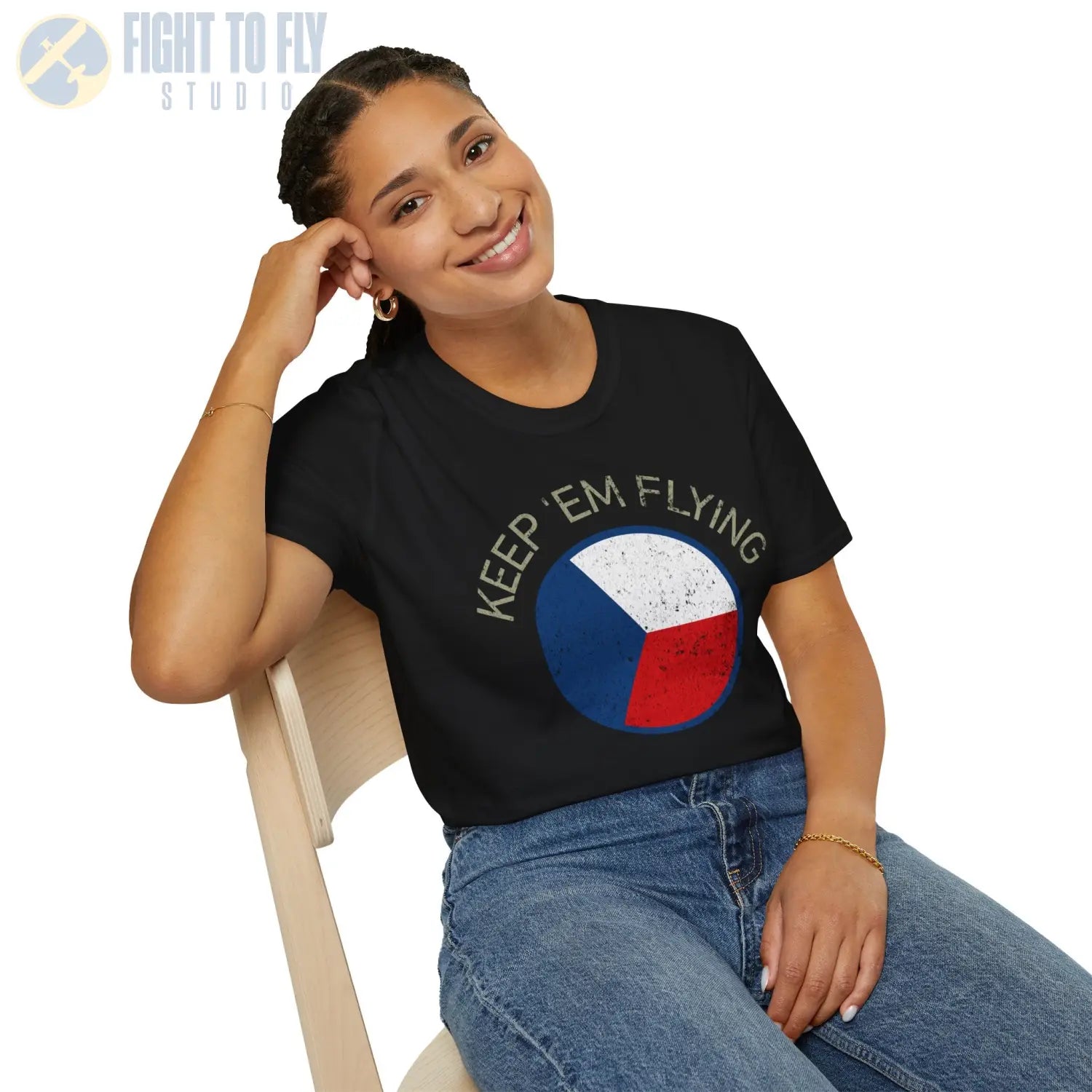 Czechoslovak Air Force Roundel “Keep ’Em Flying” T Shirt Pilot gifts WWII warbird t shirt