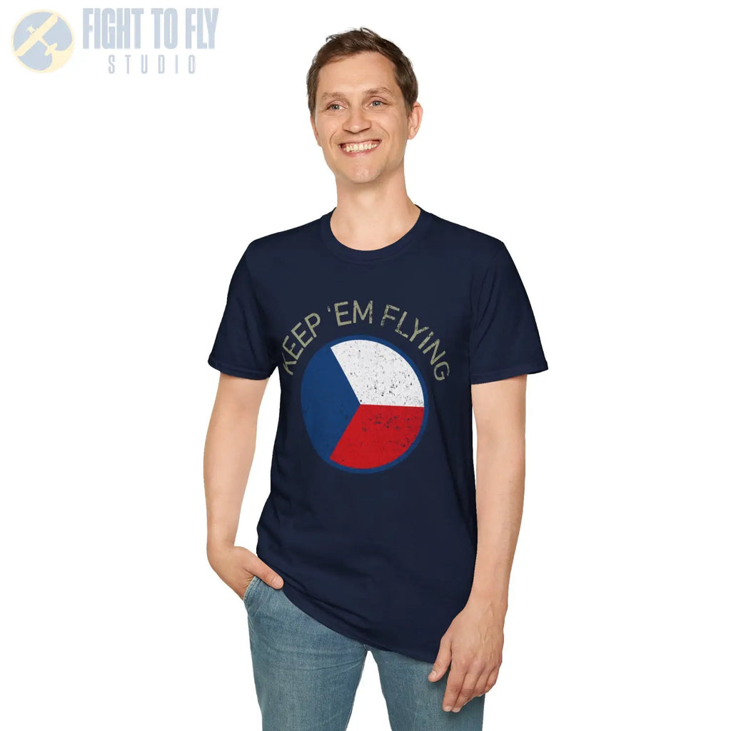 Czechoslovak Air Force Roundel “Keep ’Em Flying” T Shirt Pilot gifts WWII warbird t shirt