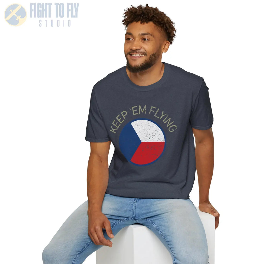 Czechoslovak Air Force Roundel “Keep ’Em Flying” T Shirt Pilot gifts WWII warbird t shirt