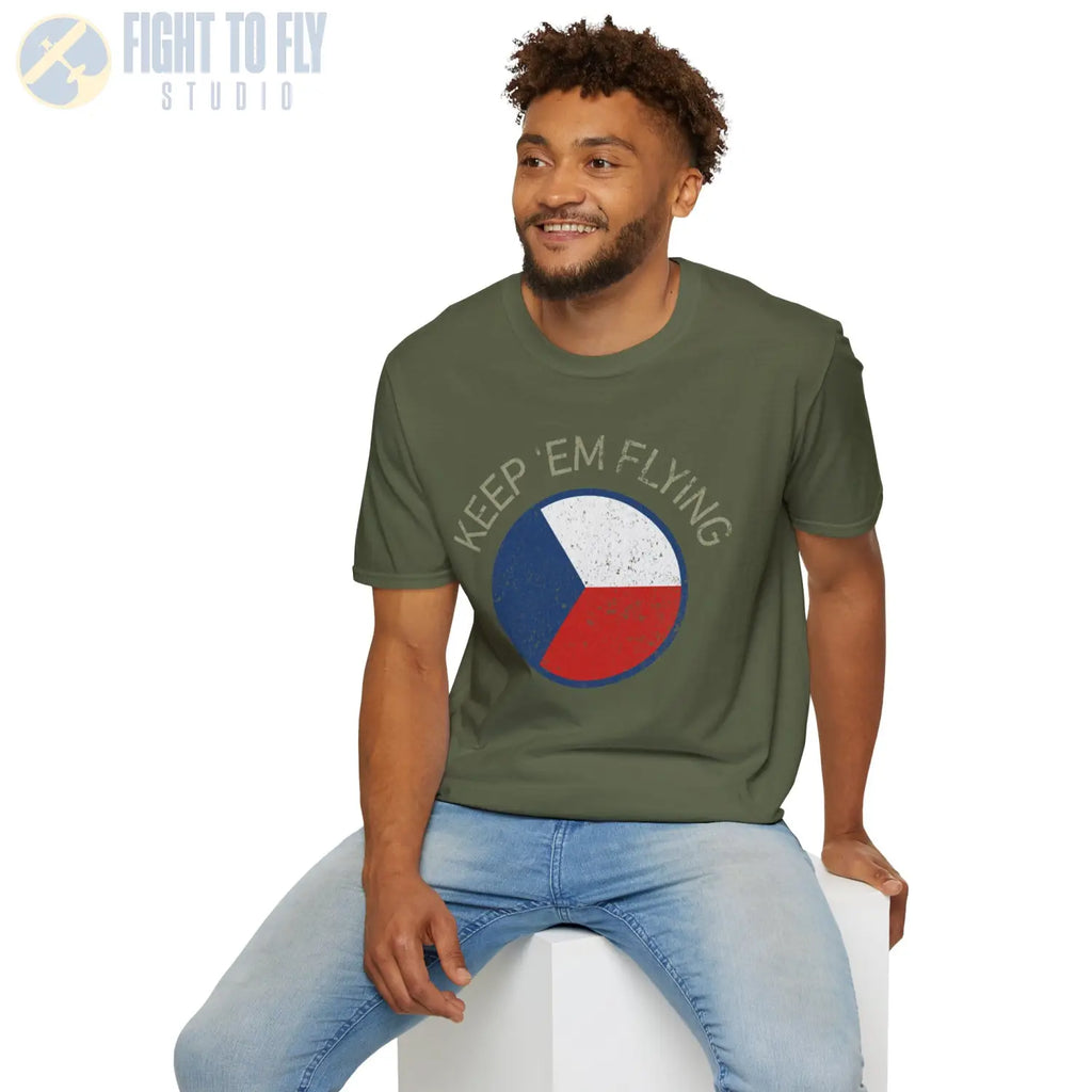Czechoslovak Air Force Roundel “Keep ’Em Flying” T Shirt Pilot gifts WWII warbird t shirt