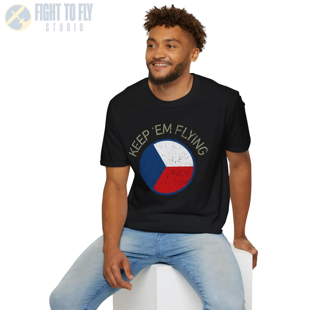 Czechoslovak Air Force Roundel “Keep ’Em Flying” T Shirt Pilot gifts WWII warbird t shirt
